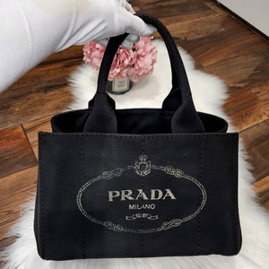 Authentic PRADA Canapa Logo Tote Denim